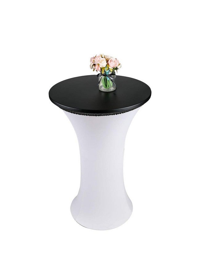 JISEN JISEN Cocktail Waterproof Round Table Topper Cap Polyester Fitted Stretchable Tablecloth Cover 48 Inch D-Black - Image 4