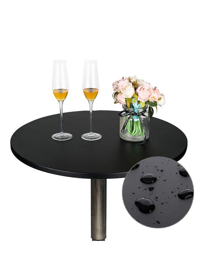 JISEN JISEN Cocktail Waterproof Round Table Topper Cap Polyester Fitted Stretchable Tablecloth Cover 48 Inch D-Black - Image 1