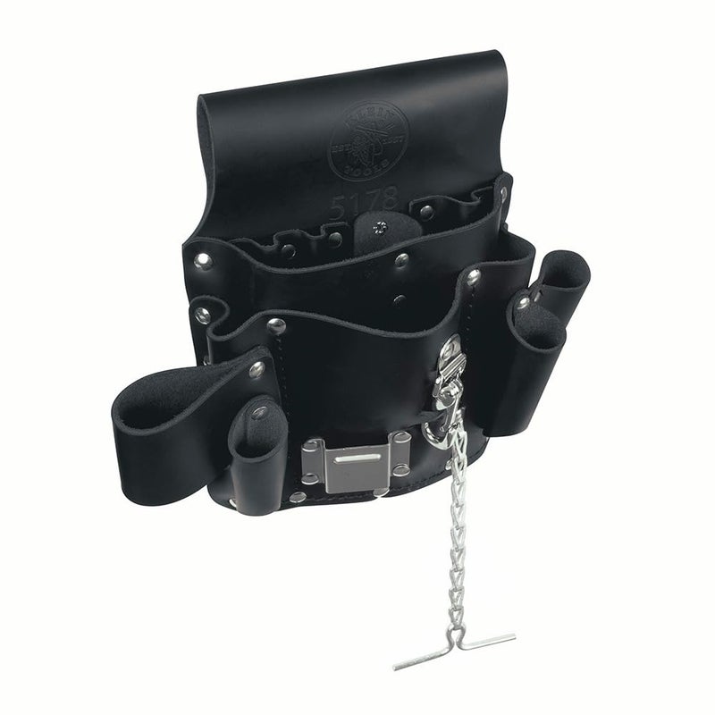 Klein Tools Klein Tools 5178 Pocket Tool Pouch, Leather, Tunnel Loop Belt Connection, Black  - Image 1