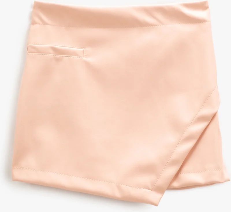 KOTON Mini Skirt Leather Look Double Breasted Symmetrical Cut