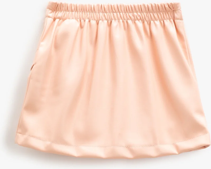 KOTON Mini Skirt Leather Look Double Breasted Symmetrical Cut