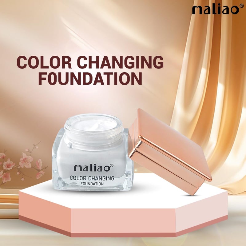 maliao فFoundation مالياو المتغير اللون تغطية خالية من العيوب تتكيف مع لون البشرة خفيفة الوزن طويلة الأمد تركيبة مرطبة 30غ - Image 4