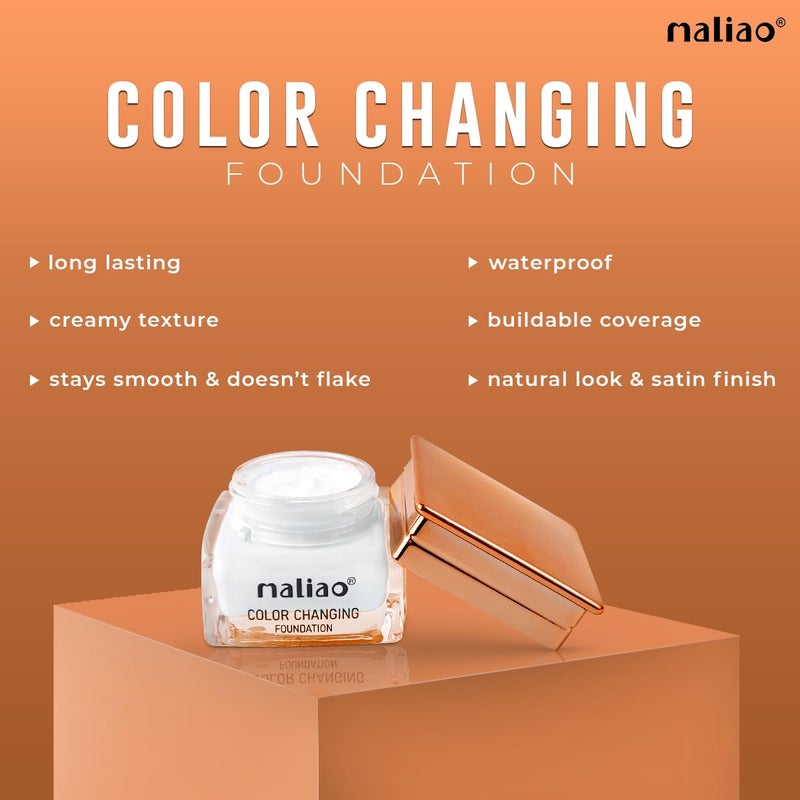 maliao فFoundation مالياو المتغير اللون تغطية خالية من العيوب تتكيف مع لون البشرة خفيفة الوزن طويلة الأمد تركيبة مرطبة 30غ - Image 3