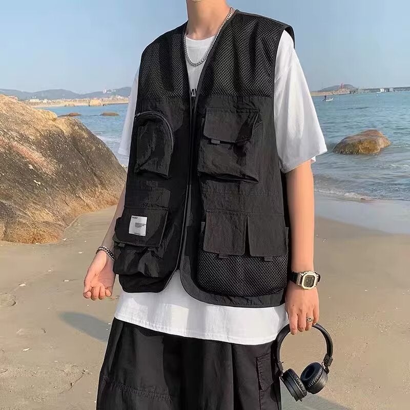 2024 High Street Fashion Brand Functional Style Multi-Pocket Tooling Tactical Vest Men'S And Women'S Hip-Hop Loose All-Match Vest - Image 2