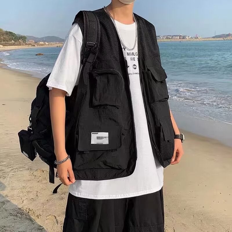 2024 High Street Fashion Brand Functional Style Multi-Pocket Tooling Tactical Vest Men'S And Women'S Hip-Hop Loose All-Match Vest - Image 4