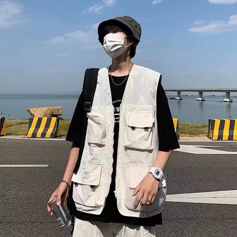 2024 High Street Fashion Brand Functional Style Multi-Pocket Tooling Tactical Vest Men'S And Women'S Hip-Hop Loose All-Match Vest - Image 5