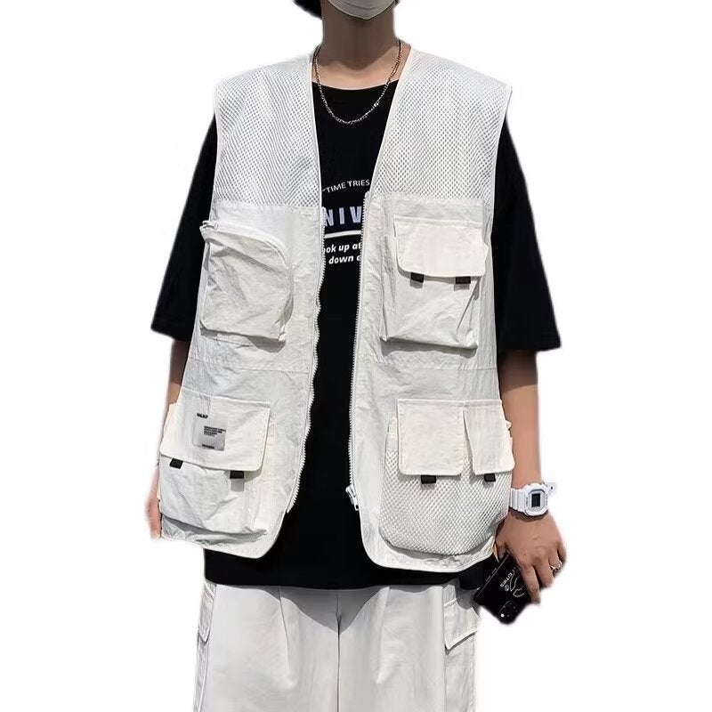 2024 High Street Fashion Brand Functional Style Multi-Pocket Tooling Tactical Vest Men'S And Women'S Hip-Hop Loose All-Match Vest - Image 1