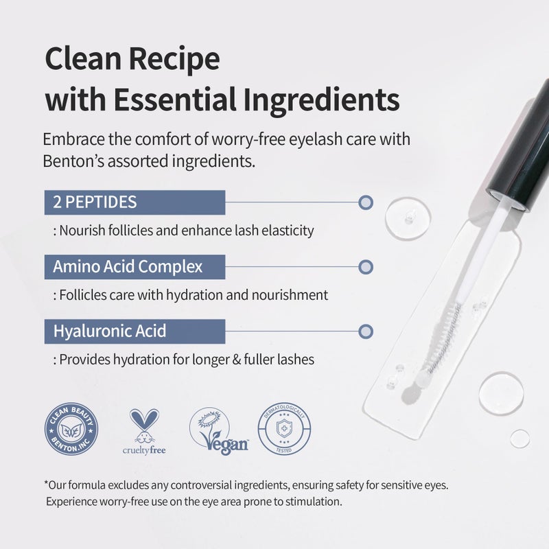 BENTON HONEST Eyelash Serum - Korean Skin Care Lash Serum with Hyaluronic Acid & Peptides | Eyelash & Eyebrow Growth Serum (0.33 fl oz) - Image 2