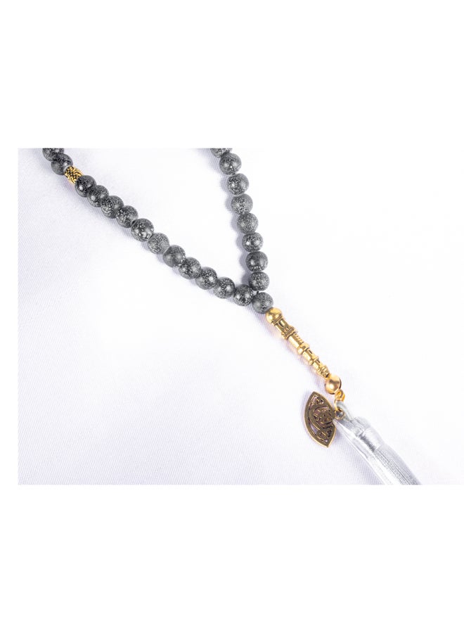 ذا بلاك بيرل اكسسوريز سبحة من حجر المرمر  الأسود الرمادي  من 33 حبة - Image 3