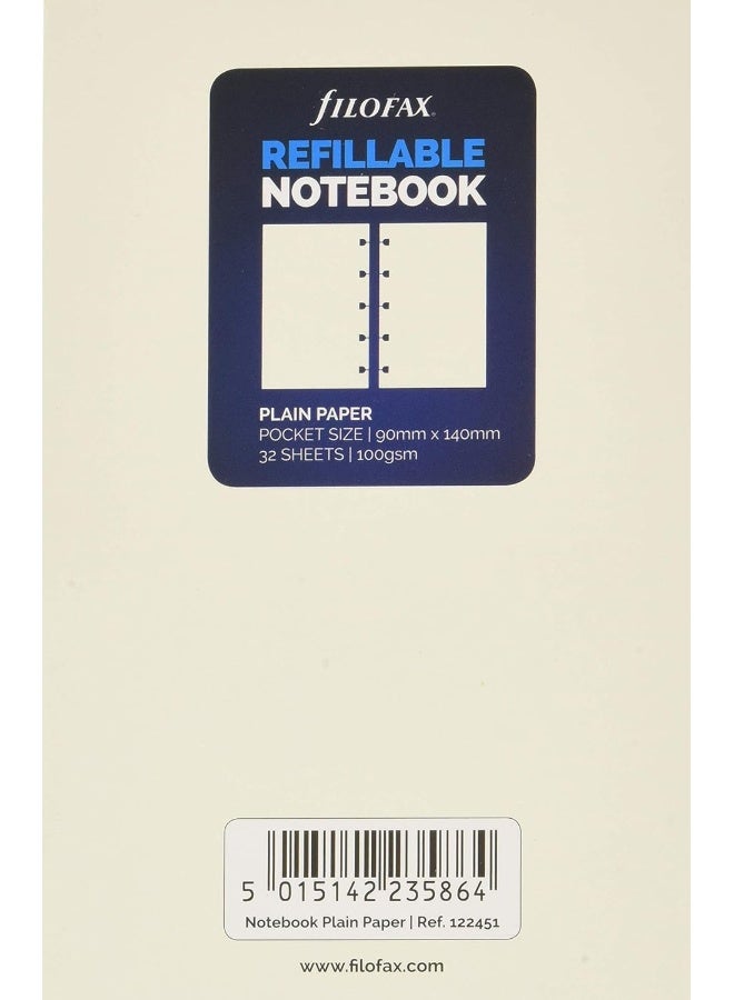 Filofax Pocket Notebook refill - plain paper white  - Image 1