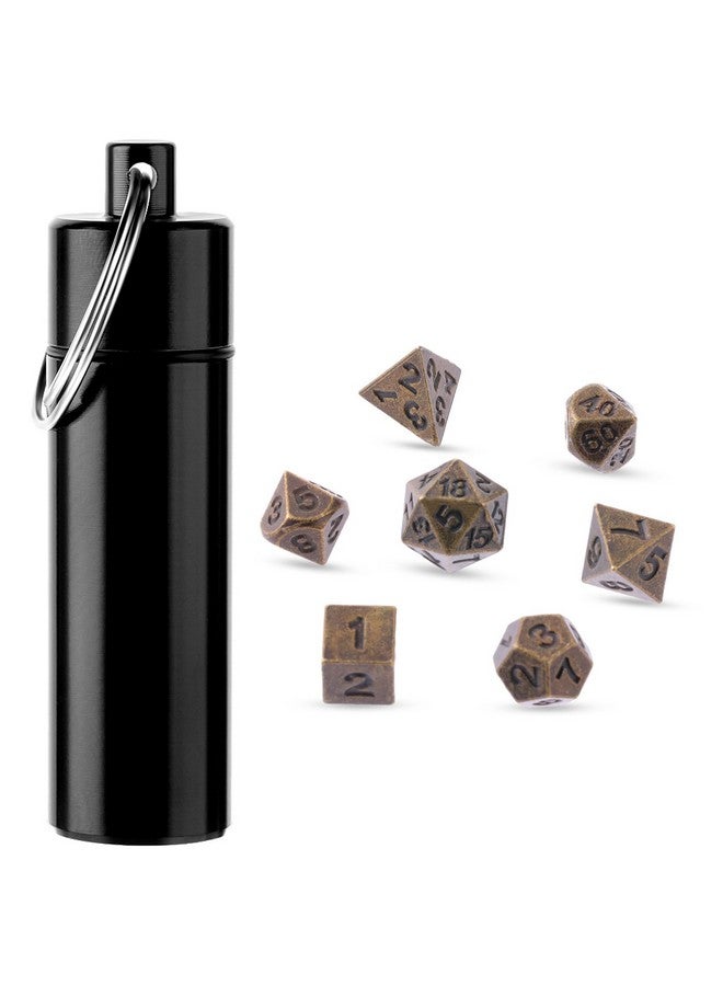 Grevosea 7 Pcs Mini Dice Set, DND Dice Metal Micro Miniature Dice with EDC Keychain Case Portable Role Playing Dice Perfect Accessories, Tools & Gifts for D&D Player TTRPG Gamer or Dungeon Master - Image 1