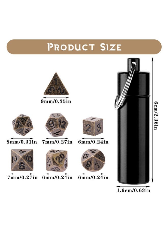 Grevosea 7 Pcs Mini Dice Set, DND Dice Metal Micro Miniature Dice with EDC Keychain Case Portable Role Playing Dice Perfect Accessories, Tools & Gifts for D&D Player TTRPG Gamer or Dungeon Master - Image 2