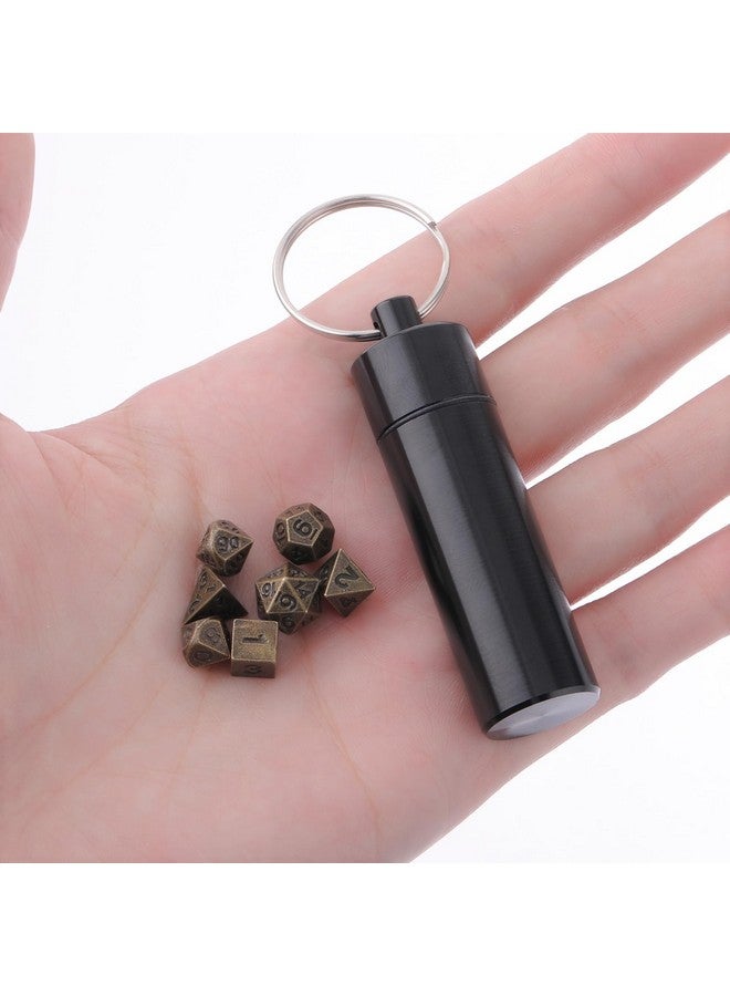 Grevosea 7 Pcs Mini Dice Set, DND Dice Metal Micro Miniature Dice with EDC Keychain Case Portable Role Playing Dice Perfect Accessories, Tools & Gifts for D&D Player TTRPG Gamer or Dungeon Master - Image 3