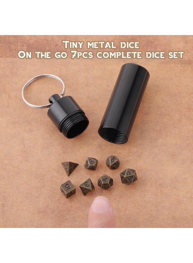 Grevosea 7 Pcs Mini Dice Set, DND Dice Metal Micro Miniature Dice with EDC Keychain Case Portable Role Playing Dice Perfect Accessories, Tools & Gifts for D&D Player TTRPG Gamer or Dungeon Master - Image 4