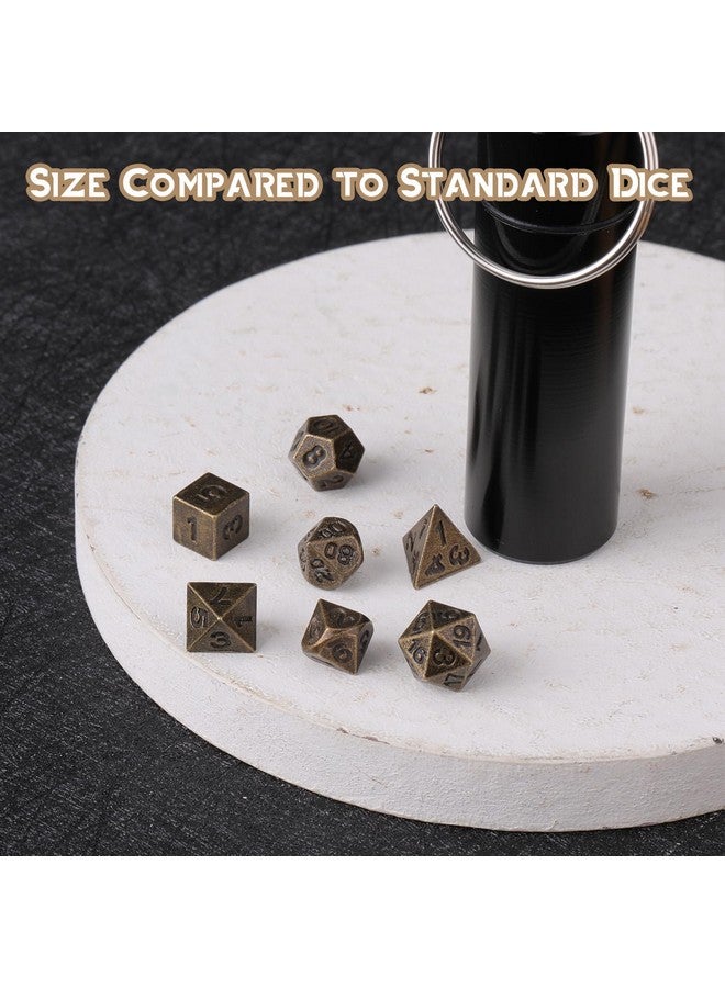 Grevosea 7 Pcs Mini Dice Set, DND Dice Metal Micro Miniature Dice with EDC Keychain Case Portable Role Playing Dice Perfect Accessories, Tools & Gifts for D&D Player TTRPG Gamer or Dungeon Master - Image 5