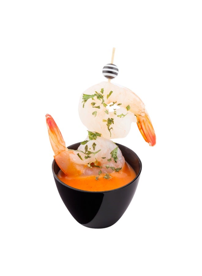 Restaurantware 2 Ounce Mini Tasting Bowls, 100 Round Bowls- Disposable, Heavy-Duty, Black Plastic Dessert Bowls, For Weddings Or Catering - Image 2