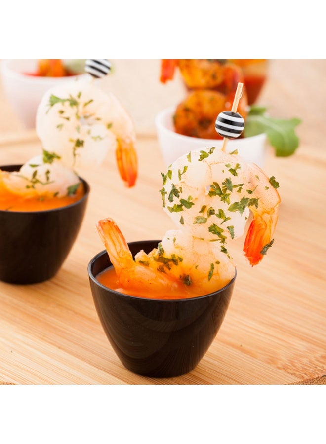 Restaurantware 2 Ounce Mini Tasting Bowls, 100 Round Bowls- Disposable, Heavy-Duty, Black Plastic Dessert Bowls, For Weddings Or Catering - Image 3