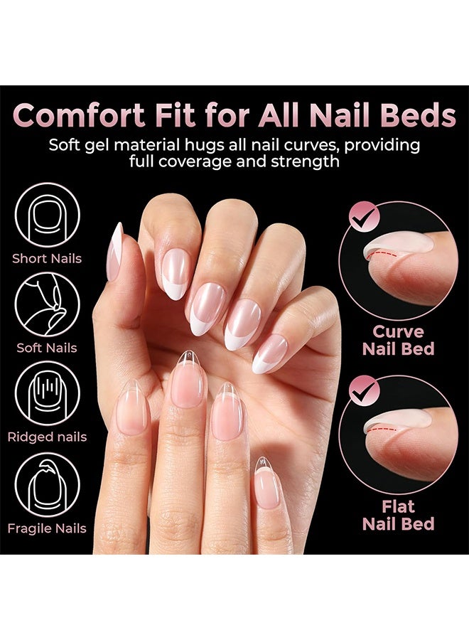 240 قطعة أظافر جاهزة للضغط، مستطيلة قصيرة ولوزية قصيرة، أطراف أظافر جل ناعمة، نصف مطفية بتصميم فرنسي شفاف جاهز للضغط للأعمال اليدوية والصالون، 12 مقاس، تمديد الأظافر، لوزية قصيرة لتطويل الأظافر - Image 4