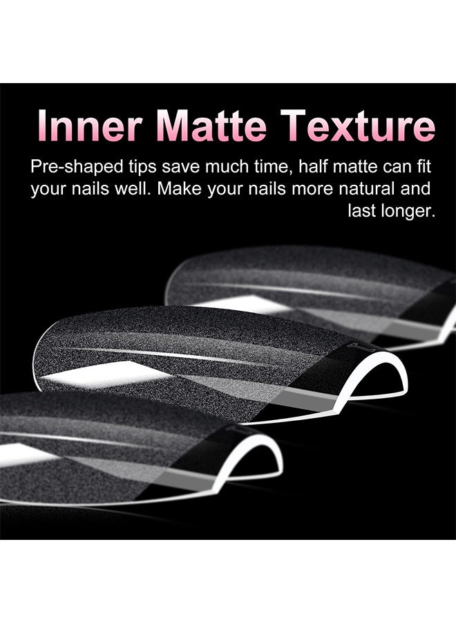 240 قطعة أظافر جاهزة للضغط، مستطيلة قصيرة ولوزية قصيرة، أطراف أظافر جل ناعمة، نصف مطفية بتصميم فرنسي شفاف جاهز للضغط للأعمال اليدوية والصالون، 12 مقاس، تمديد الأظافر، لوزية قصيرة لتطويل الأظافر - Image 3