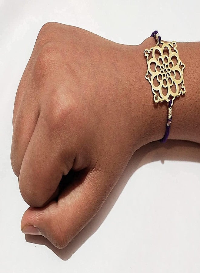 ATHZ 2 Rakhi set of Brass Cutwork dial for Brothers Cutwork Brass Dial Rakhis Made in India - Image 2