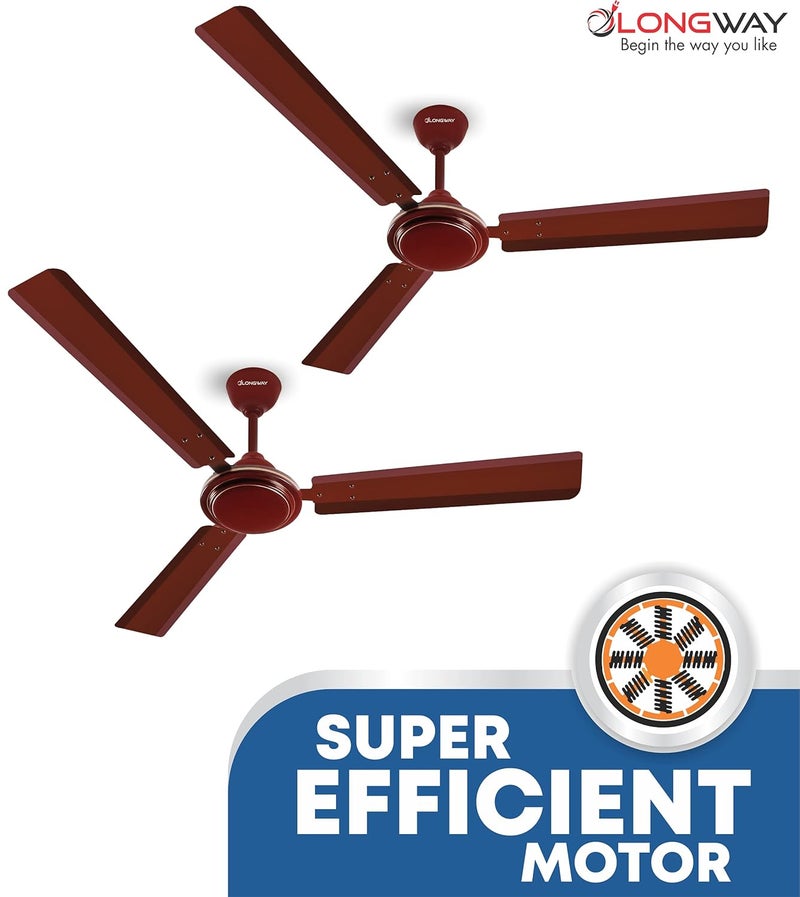 Longway Nexa 1200mm48 inch High Speed Antidust Decorative 5 Star Rated Ceiling Fan 400 RPM with 3 Year Warranty Brown Pack of 2 - Image 2