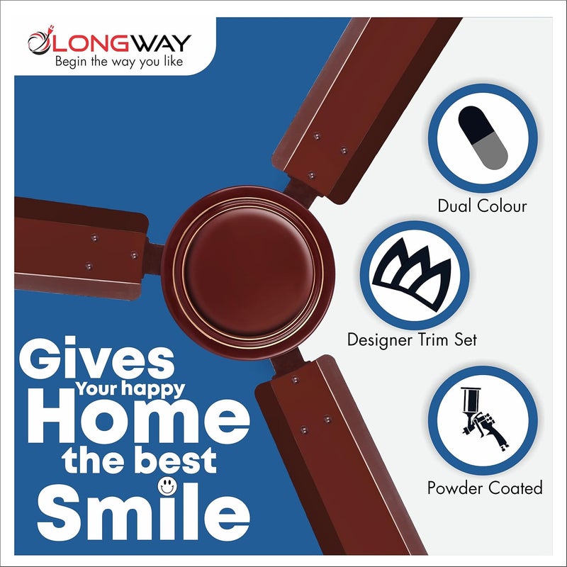 Longway Nexa 1200mm48 inch High Speed Antidust Decorative 5 Star Rated Ceiling Fan 400 RPM with 3 Year Warranty Brown Pack of 2 - Image 5
