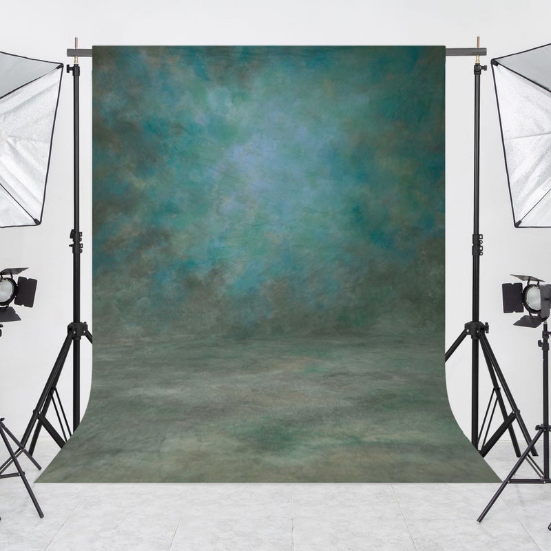 Haboke Abstract Professional Photography Backdrop for Portrait Photo Props Booth Background Photoshoot Studio with Polyester Fabric Roller Pocket on Top (8x10ft,Green,No Stand) - Image 4