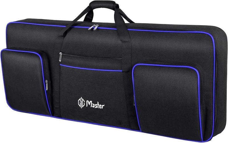 GIG Master حقيبة/غطاء/حافظة لوحة مفاتيح مبطنة بشكل كثيف لآلات كاسيو CT-X700، CT-X870IN، CT-X8000IN، CT-X9000IN 61 مفتاح مع غطاء للغبار و جيب مزدوج (أسود وأزرق) - Image 1