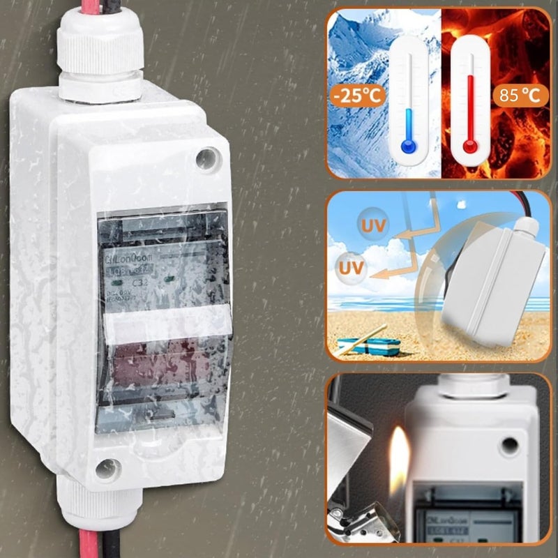 جايدشاي Solar Photovoltaic Combiner Box, Waterproof IP66 with 500V 32A Protection Circuit Breaker 1 in 1 Output 1 Chain PV DC Isolation Switch Photovoltaic Junction Box - Image 2