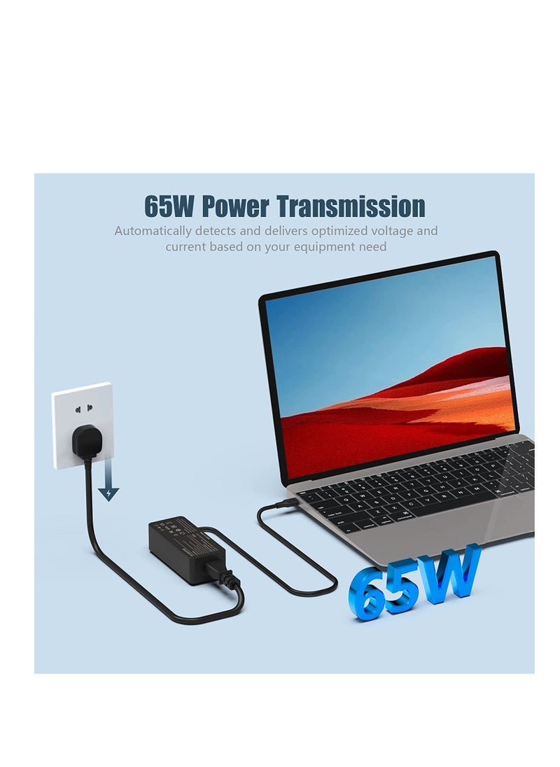 65W USB C Laptop Charger for Dell Latitude 5410 5420 7420 7310 7210 7320 7410 9410 9510 5520 5320 2-in-1, XPS 13-9365 2-in-1 13-9370 13-9380 13-9300 Type C Power Adapter for other Type C Device