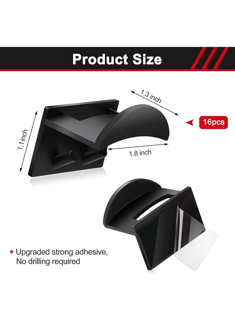 Meetion 16 PCS Adhesive Hat Hooks for Wall，Upgraded Hat Holder Hat Hangers，Hat Hook for Baseball Caps，No Drilling，Strong Hat Hooks for Ear Headbands（Black)  - Image 2
