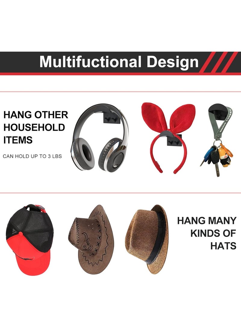 Meetion 16 PCS Adhesive Hat Hooks for Wall，Upgraded Hat Holder Hat Hangers，Hat Hook for Baseball Caps，No Drilling，Strong Hat Hooks for Ear Headbands（Black)  - Image 5