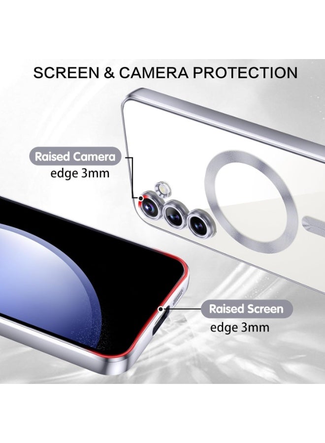 جراب مغناطيسي شفاف لهاتف سامسونج جالاكسي S25 FE مع واقي عدسة الكاميرا، متوافق مع ماج سيف، مصنوع من مادة TPU ناعمة مطلية بالكهرباء، مقاوم للصدمات والخدوش. - Image 5