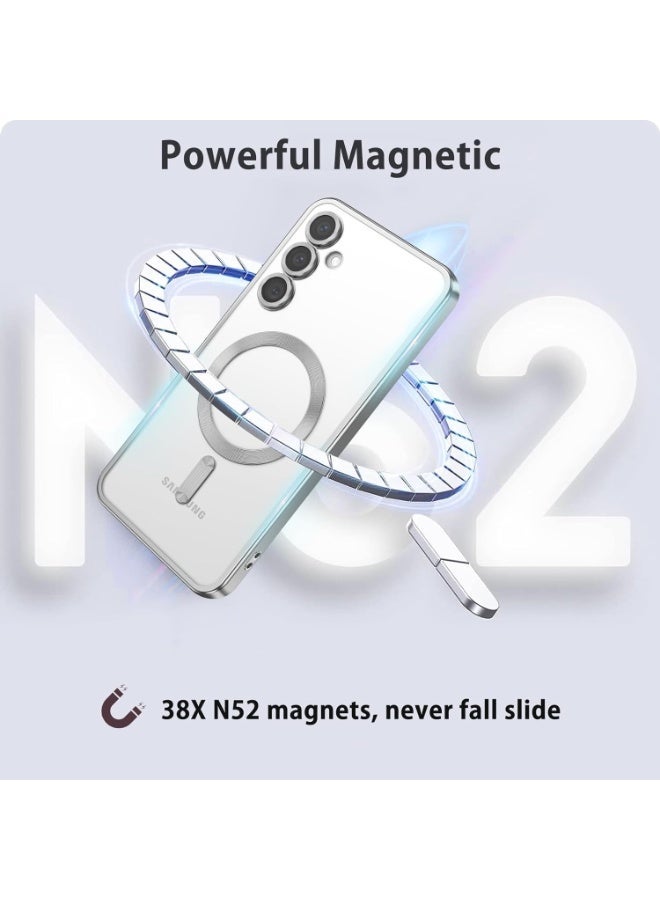 جراب مغناطيسي شفاف لهاتف سامسونج جالاكسي S25 FE مع واقي عدسة الكاميرا، متوافق مع ماج سيف، مصنوع من مادة TPU ناعمة مطلية بالكهرباء، مقاوم للصدمات والخدوش. - Image 3