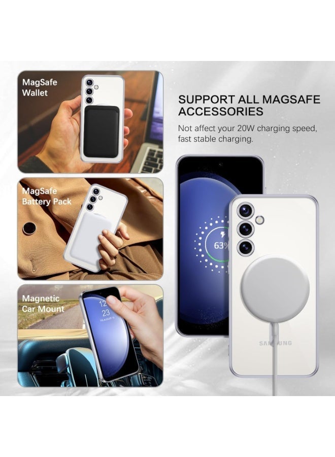 جراب مغناطيسي شفاف لهاتف سامسونج جالاكسي S25 FE مع واقي عدسة الكاميرا، متوافق مع ماج سيف، مصنوع من مادة TPU ناعمة مطلية بالكهرباء، مقاوم للصدمات والخدوش. - Image 4