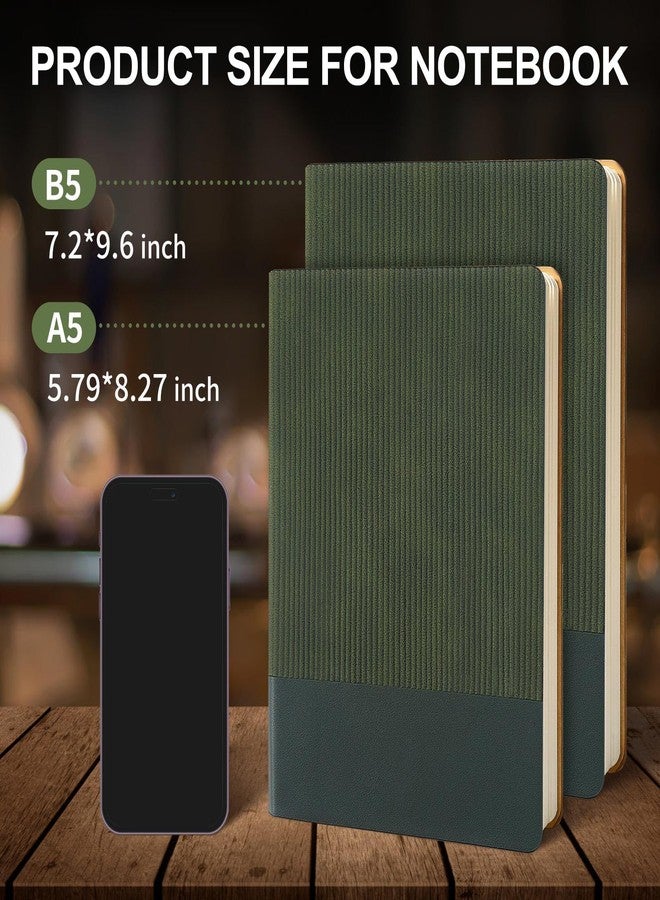 TSFPapier Lined Ruled Journal Notebook B5 80 Sheets / 160 Pages 100 GSM Thick Paper Hardcover Leather Journal Notebook for Women Men Work Office School Writing,7.2"x9.6" Dark Green - Image 2