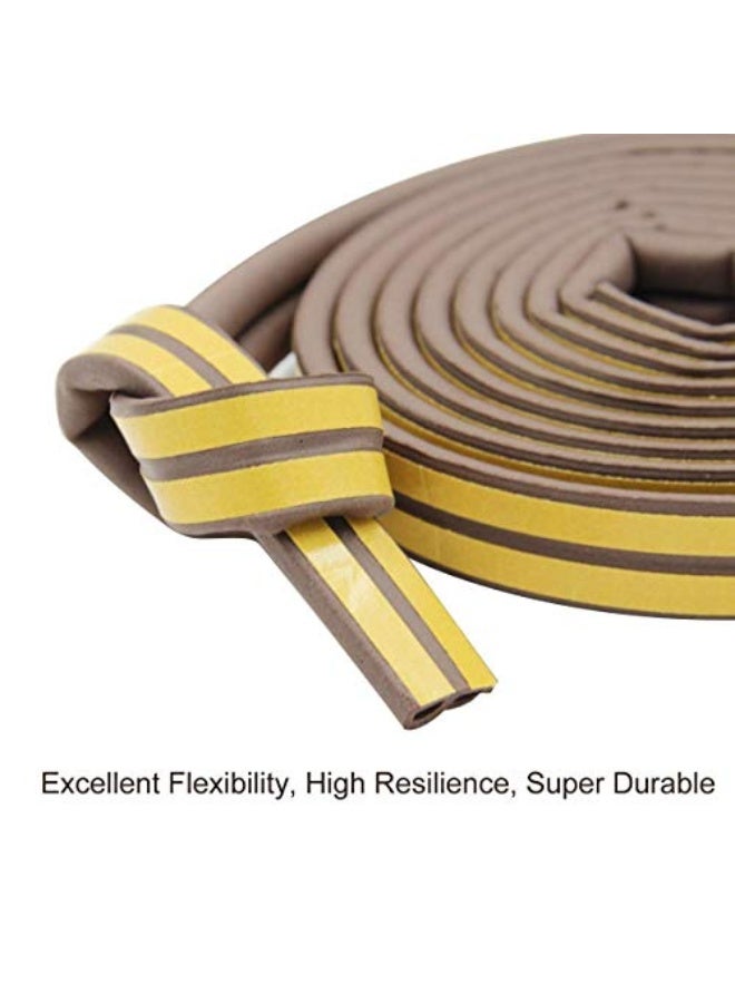 Self-Adhesive Insulation Doors and Windows Draught Excluder Foam Seal Strip Soundproofing Collision Avoidance Rubber (D Type 5M, Coffee) - Image 2