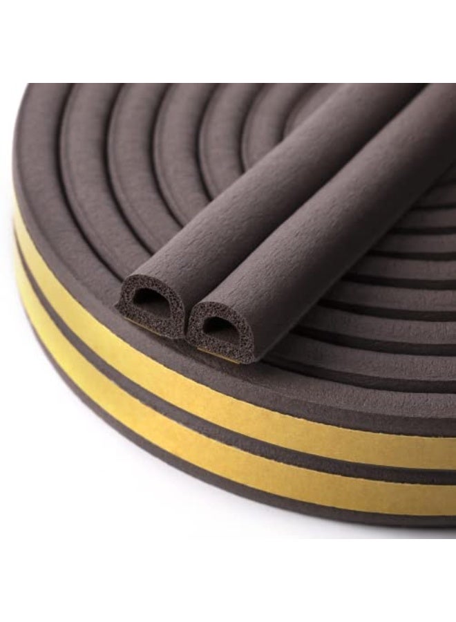 Self-Adhesive Insulation Doors and Windows Draught Excluder Foam Seal Strip Soundproofing Collision Avoidance Rubber (D Type 5M, Coffee) - Image 1