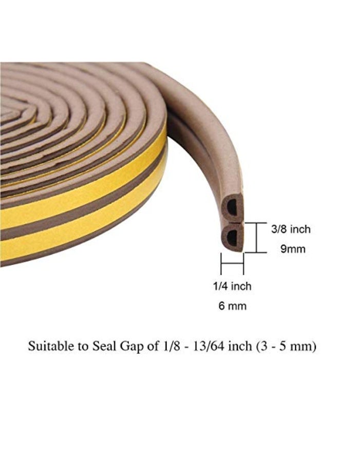 Self-Adhesive Insulation Doors and Windows Draught Excluder Foam Seal Strip Soundproofing Collision Avoidance Rubber (D Type 5M, Coffee) - Image 3