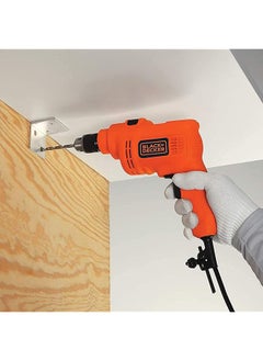BLACK+DECKER Hammer Percussion Drill 550W 10Mm Chuck 47 600 Bpm Dual Mode For Drilling And Hammering Ideal For Metal Wood Includes 2M Cable Orange Black Kr5010 B5  - Image 3