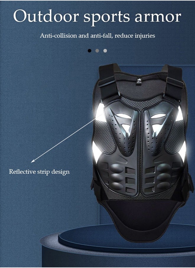 DUNISO Adjustable Motorcycle Armor Suit with Reflective Stripe,Mountain Bike Cyclecross Chest Protect Gear,Motorbike Protective Jacket with Chest Back Spine Armor Elbow Protection Pad for Motocross Cycling Skateboarding  - Image 3