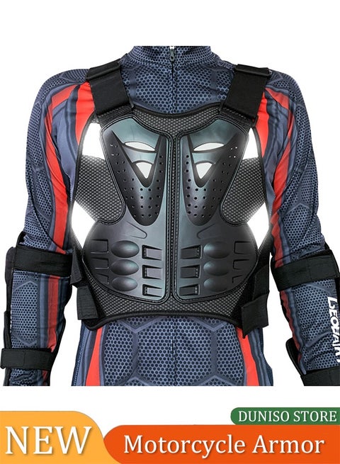 Adjustable Motorcycle Armor Suit with Reflective Stripe,Mountain Bike Cyclecross Chest Protect Gear,Motorbike Protective Jacket with Chest Back Spine Armor Elbow Protection Pad for Motocross Cycling Skateboarding