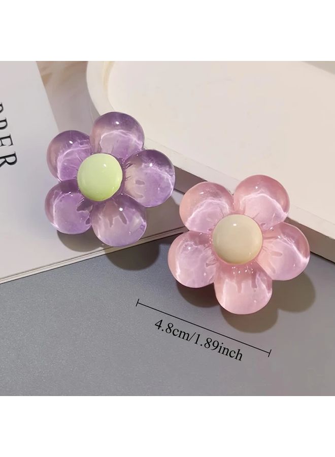 Green 3D Flower Phone Grip Holder Stand For Hands Free Viewing Kawaii Style - Image 2