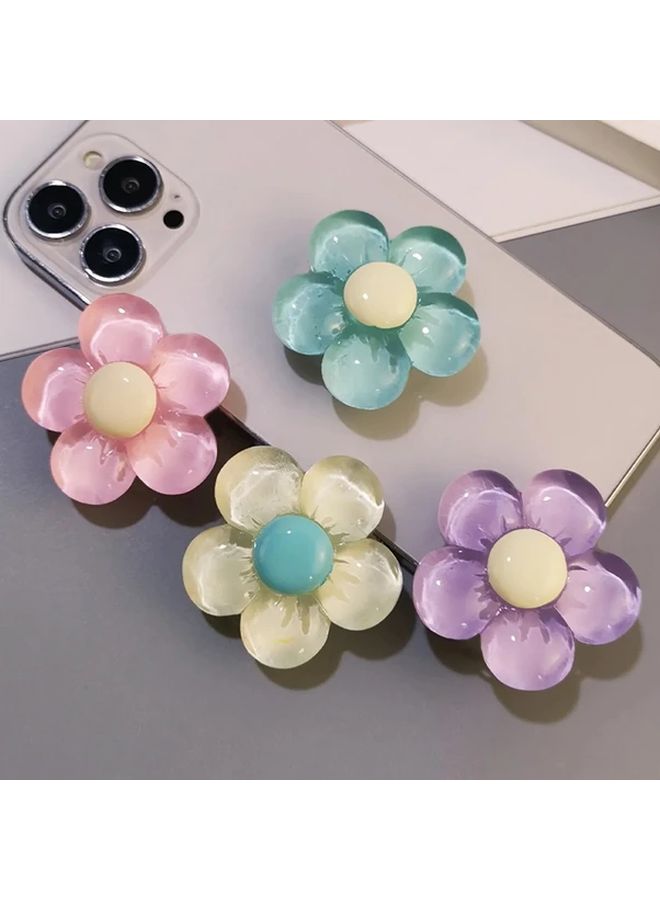 Green 3D Flower Phone Grip Holder Stand For Hands Free Viewing Kawaii Style - Image 3