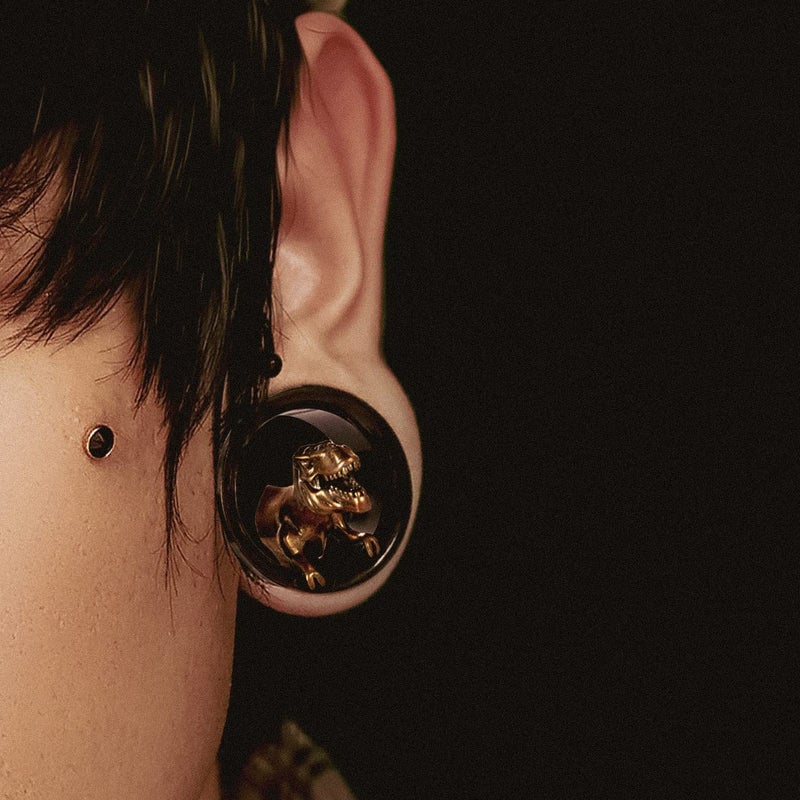 TBOSEN 2PCS Stainless Steel Dinosaur Flesh Tunnel Ear Gauge Stretcher Plug Jewelry Piercing Expander Gauges 2g - 1 inch 6mm-25mm - Image 4