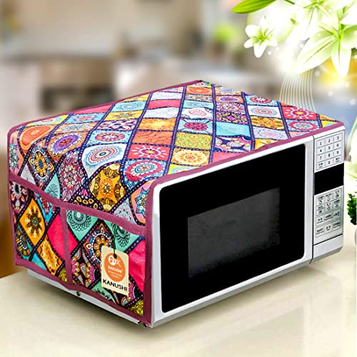 KANUSHI Industries® Microwave/Oven Top Cover with 4 Utility Pockets (VAR2-MICRO-DIG-B) - Image 1