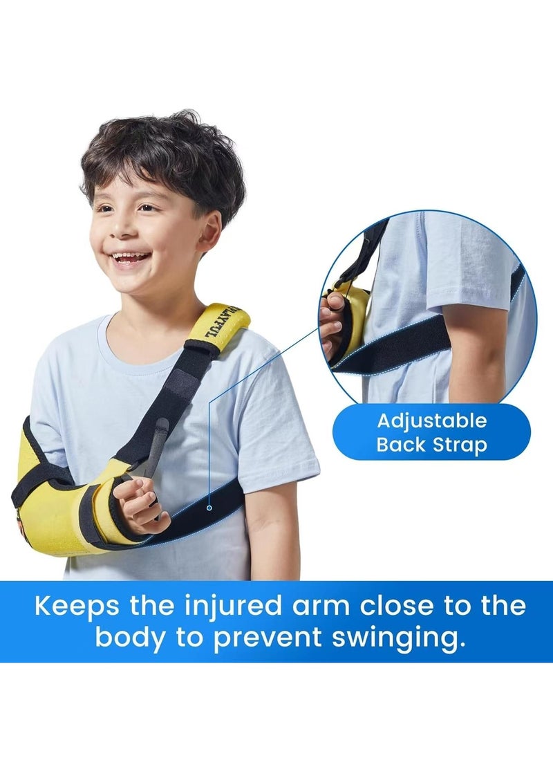 Velpeau Kids Arm Sling Shoulder Immobilizer with Waist Strap Sponge Filled Holder Support Brace for Child Boy Girl  - Image 2