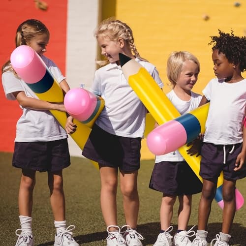 Sumind 6 Pcs 60 Inch Jumbo Inflatable Pencil School Inflatable Pool Noodles Float Pencil Giant Yellow Blow Up Balloons Classroom Decorations for Back to School Graduation Photo Prop Wall Party Favors - Image 5