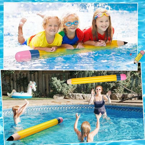 Sumind 6 Pcs 60 Inch Jumbo Inflatable Pencil School Inflatable Pool Noodles Float Pencil Giant Yellow Blow Up Balloons Classroom Decorations for Back to School Graduation Photo Prop Wall Party Favors - Image 3
