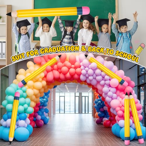 Sumind 6 Pcs 60 Inch Jumbo Inflatable Pencil School Inflatable Pool Noodles Float Pencil Giant Yellow Blow Up Balloons Classroom Decorations for Back to School Graduation Photo Prop Wall Party Favors - Image 4